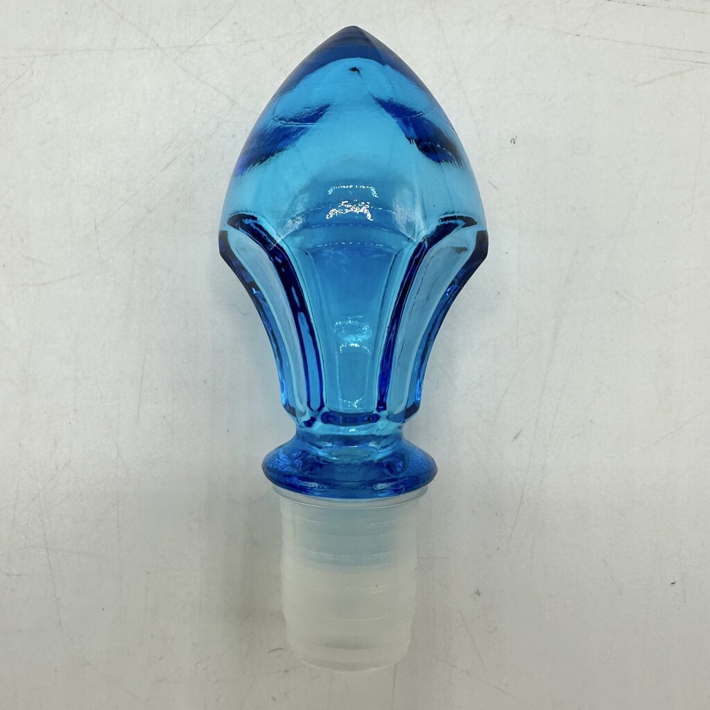 Vintage MCM Blue Glass Decanter Genie Bottle Made In Belgium /cb