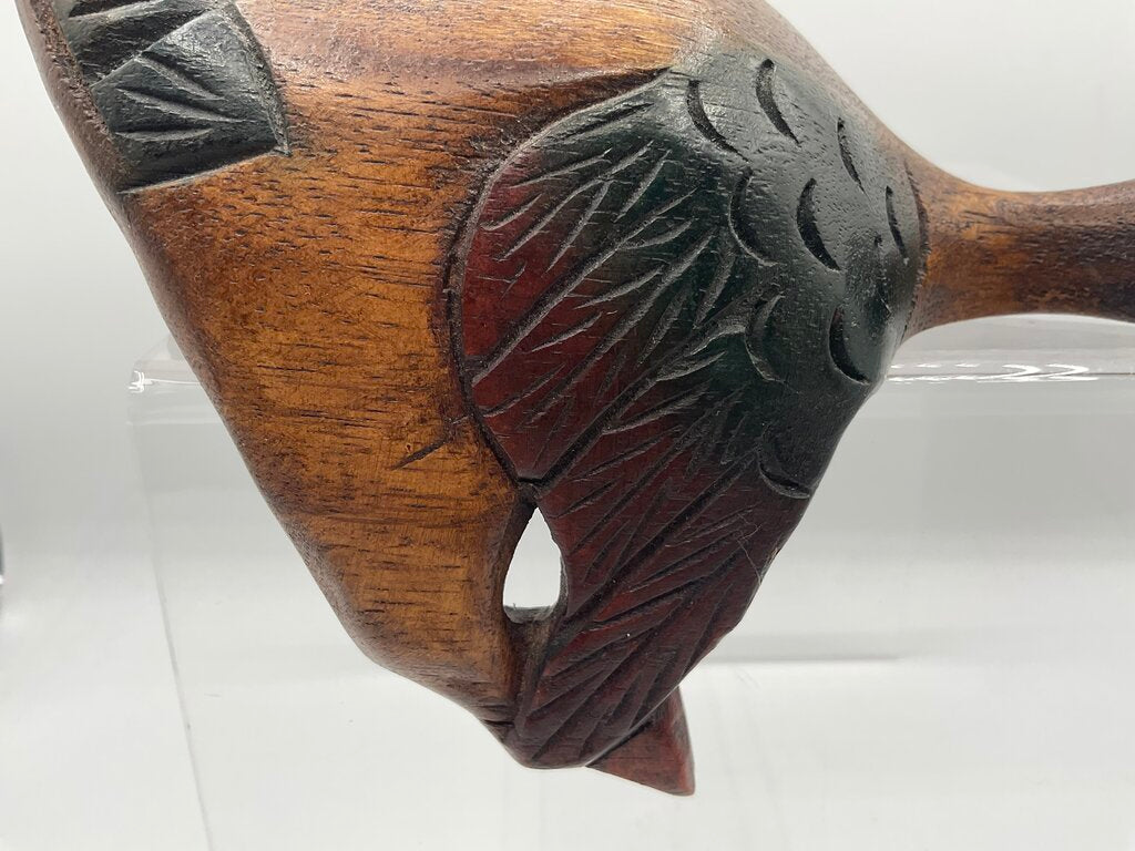 Vintage Wooden Hand Carved & Painted Sleeping Duck Shelf Sitter /s