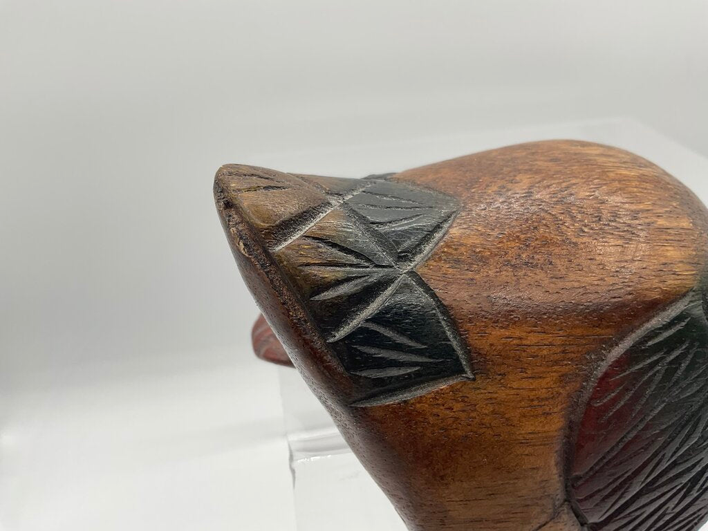 Vintage Wooden Hand Carved & Painted Sleeping Duck Shelf Sitter /s