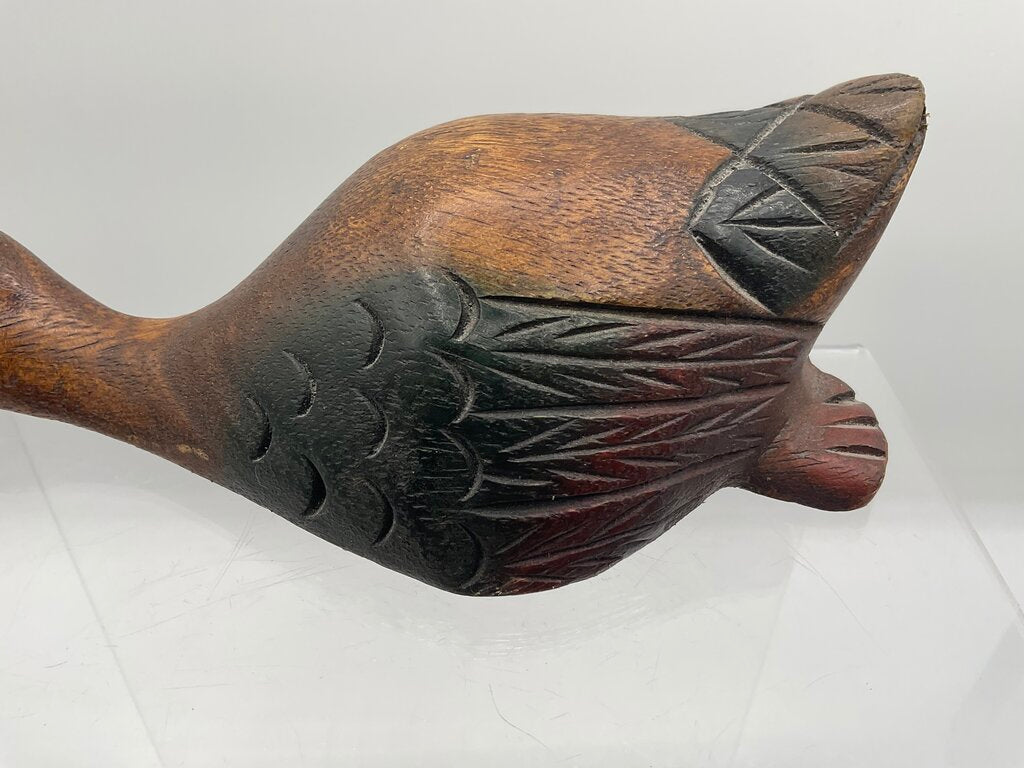Vintage Wooden Hand Carved & Painted Sleeping Duck Shelf Sitter /s