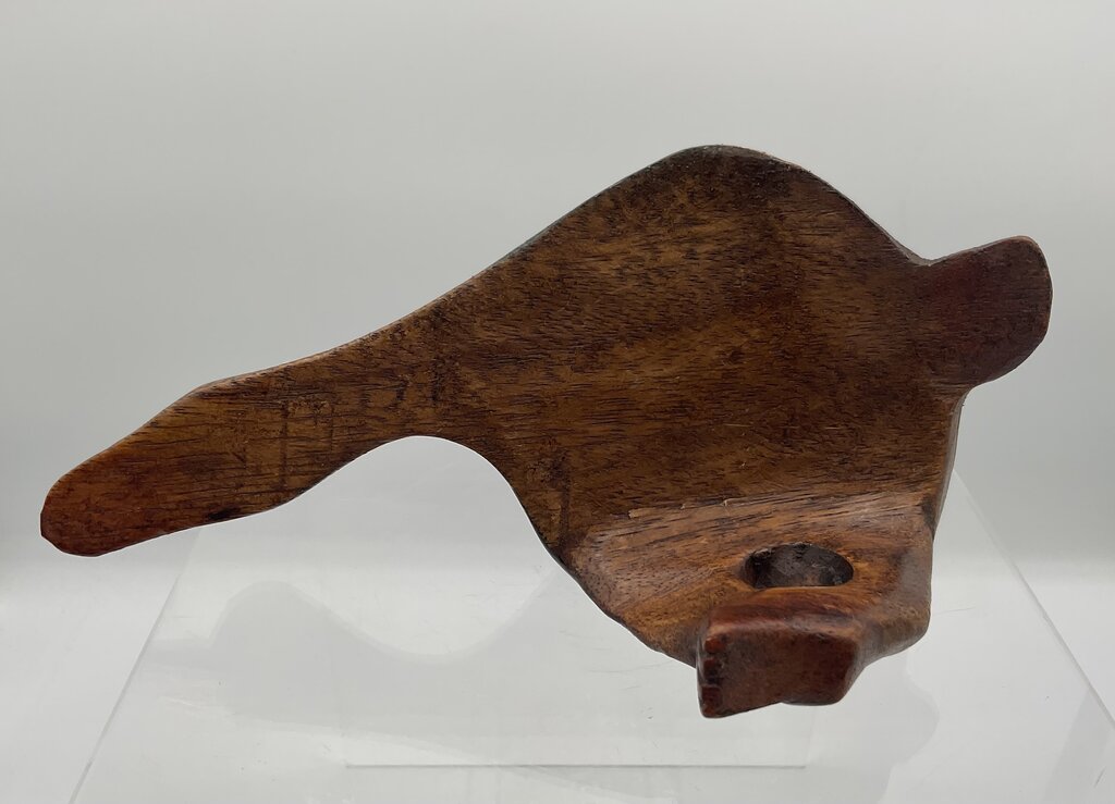 Vintage Wooden Hand Carved & Painted Sleeping Duck Shelf Sitter /s