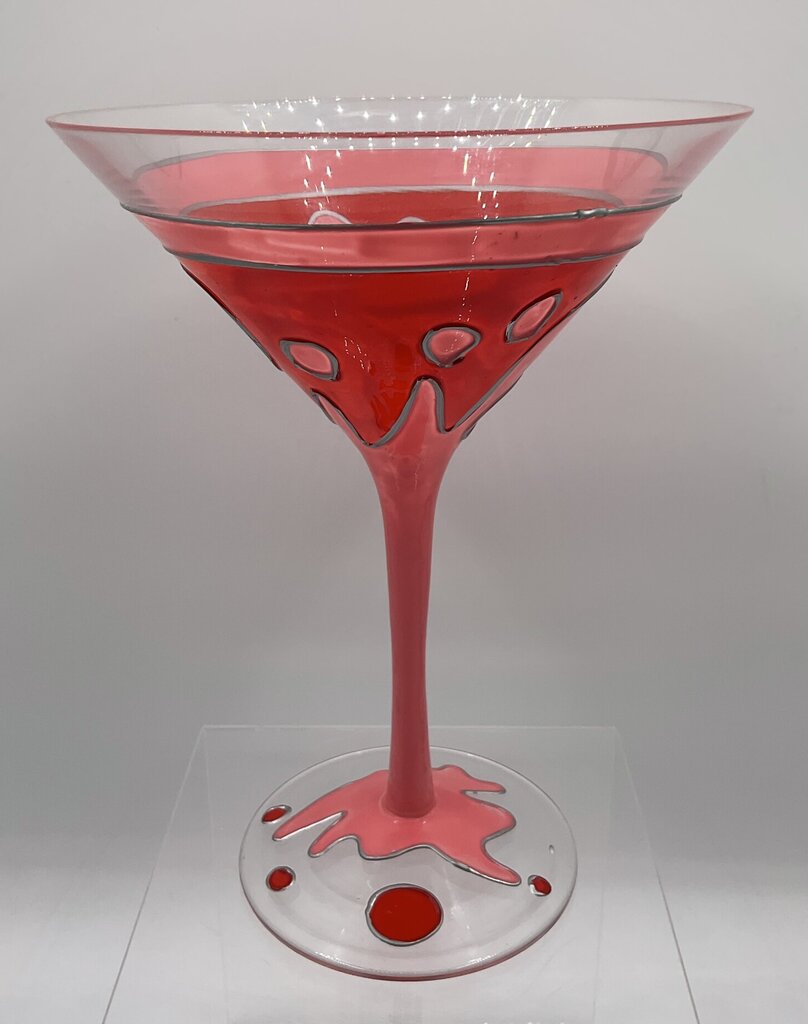 Vintage Pair of Hand Painted Cocktail Martini Glasses