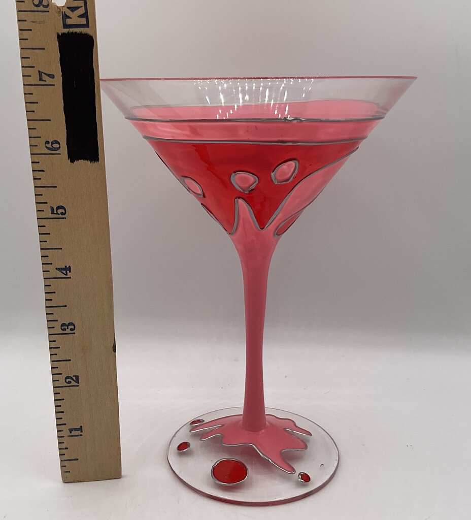 Vintage Pair of Hand Painted Cocktail Martini Glasses