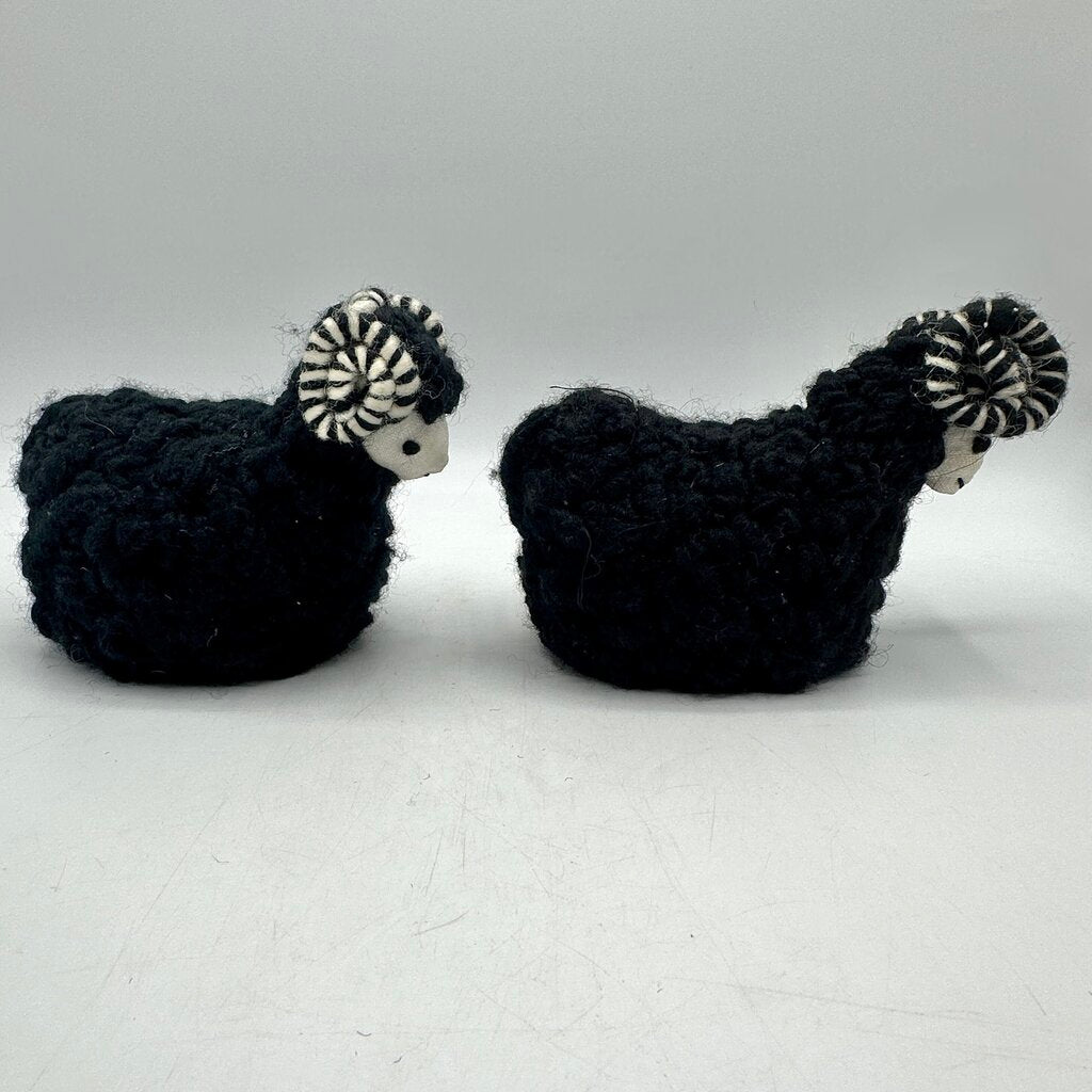 Set of 3 Vintage Makowinaka Polish Folk Art Wool Sheep/Ram Figural Door Stops /cb