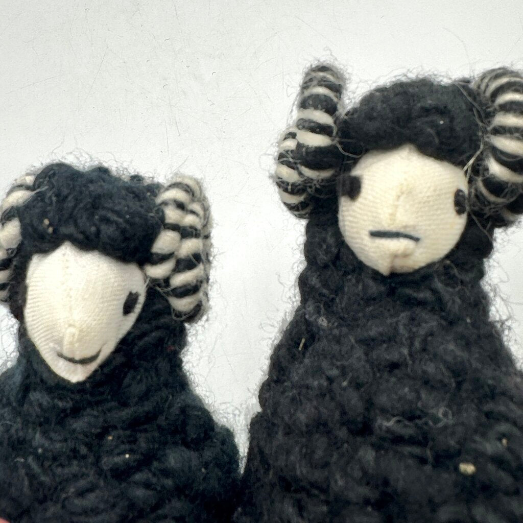 Set of 3 Vintage Makowinaka Polish Folk Art Wool Sheep/Ram Figural Door Stops /cb