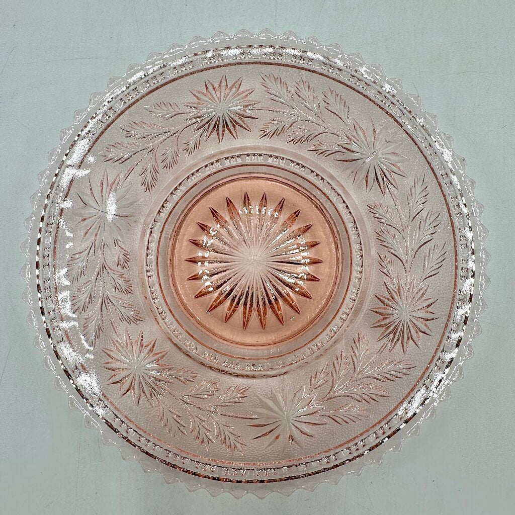 Vintage Imperial Glass Pink Strawflower Mayonnaise Bowl Underplate & Spoon /cb