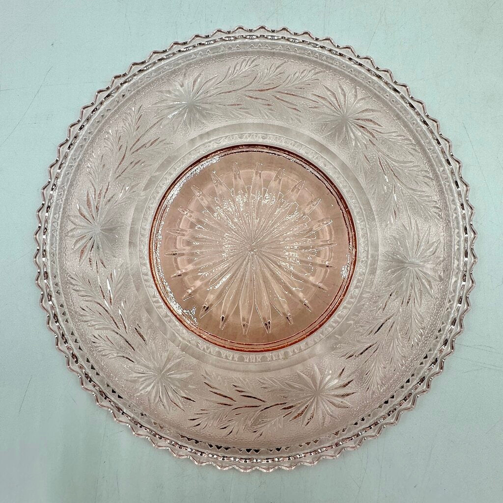 Vintage Imperial Glass Pink Strawflower Mayonnaise Bowl Underplate & Spoon /cb