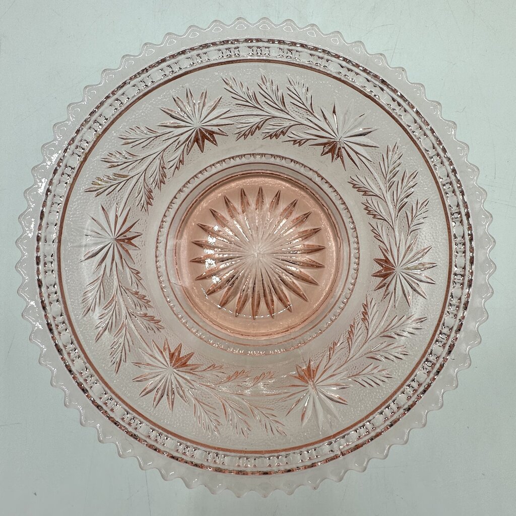 Vintage Imperial Glass Pink Strawflower Mayonnaise Bowl Underplate & Spoon /cb