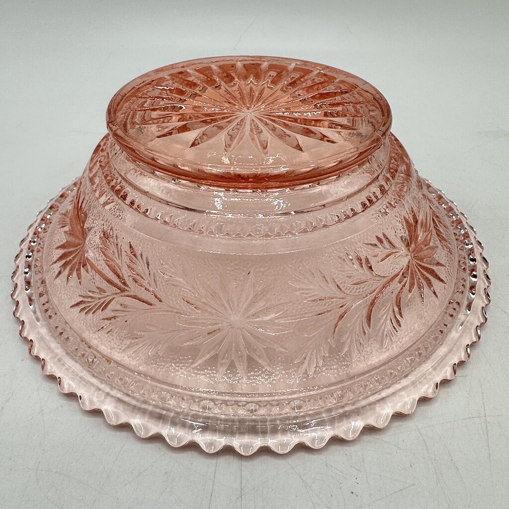 Vintage Imperial Glass Pink Strawflower Mayonnaise Bowl Underplate & Spoon /cb