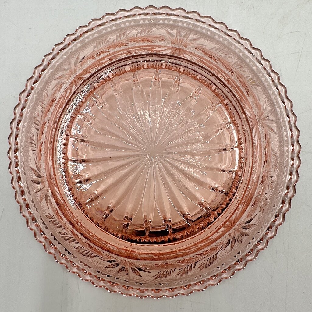 Vintage Imperial Glass Pink Strawflower Mayonnaise Bowl Underplate & Spoon /cb