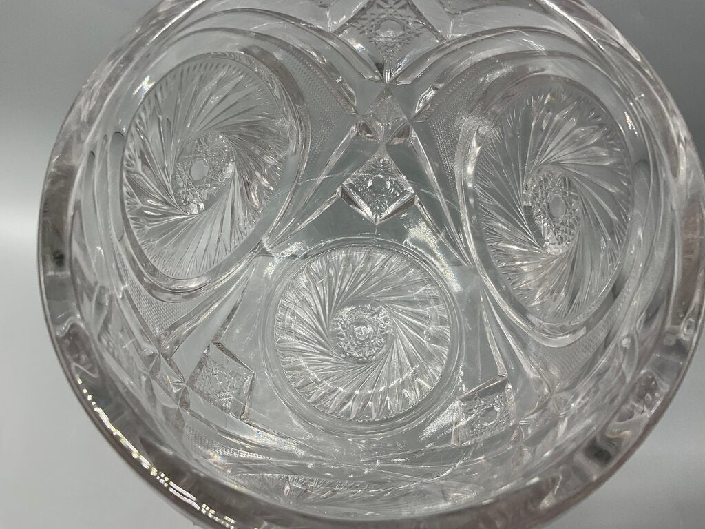 Vintage Early American Pressed Glass McKee Aztec Pattern Cookie Jar with Lid /s