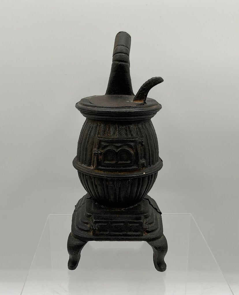 Antique Miniature Cast Iron Potbelly Stove 6” Tall /s