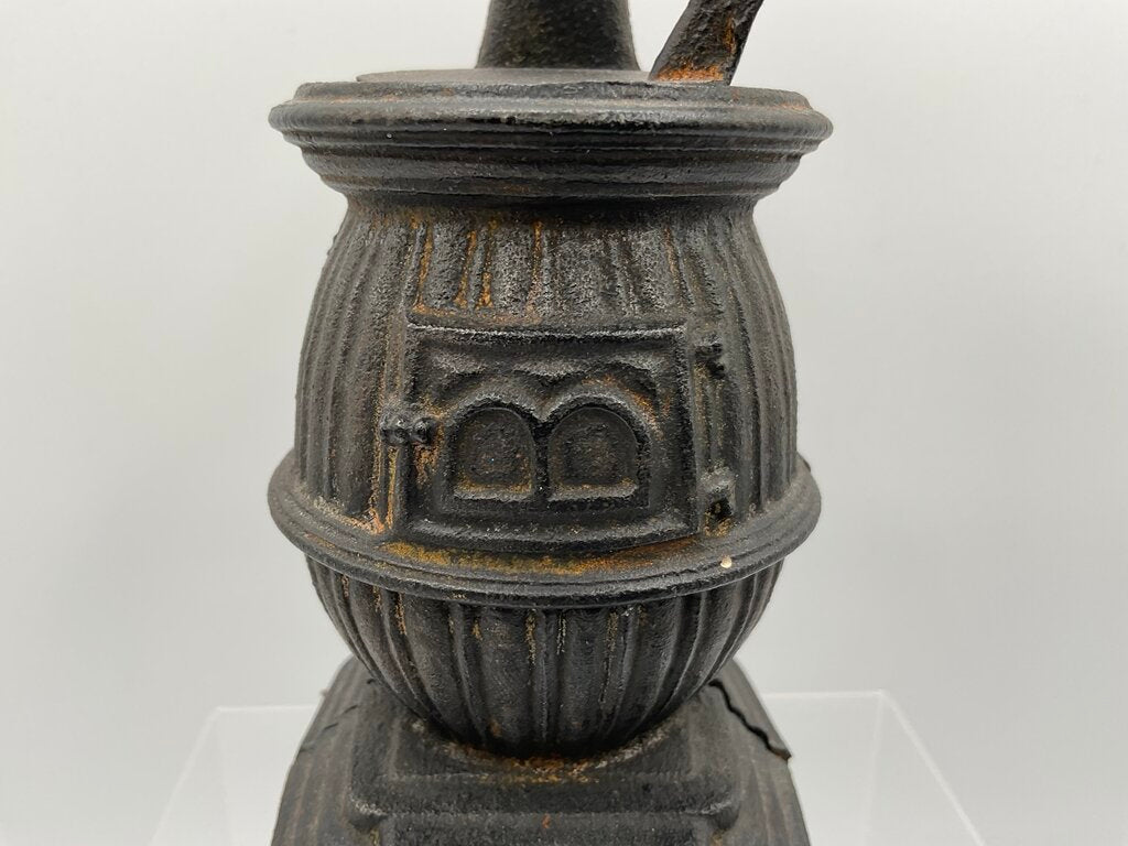 Antique Miniature Cast Iron Potbelly Stove 6” Tall /s