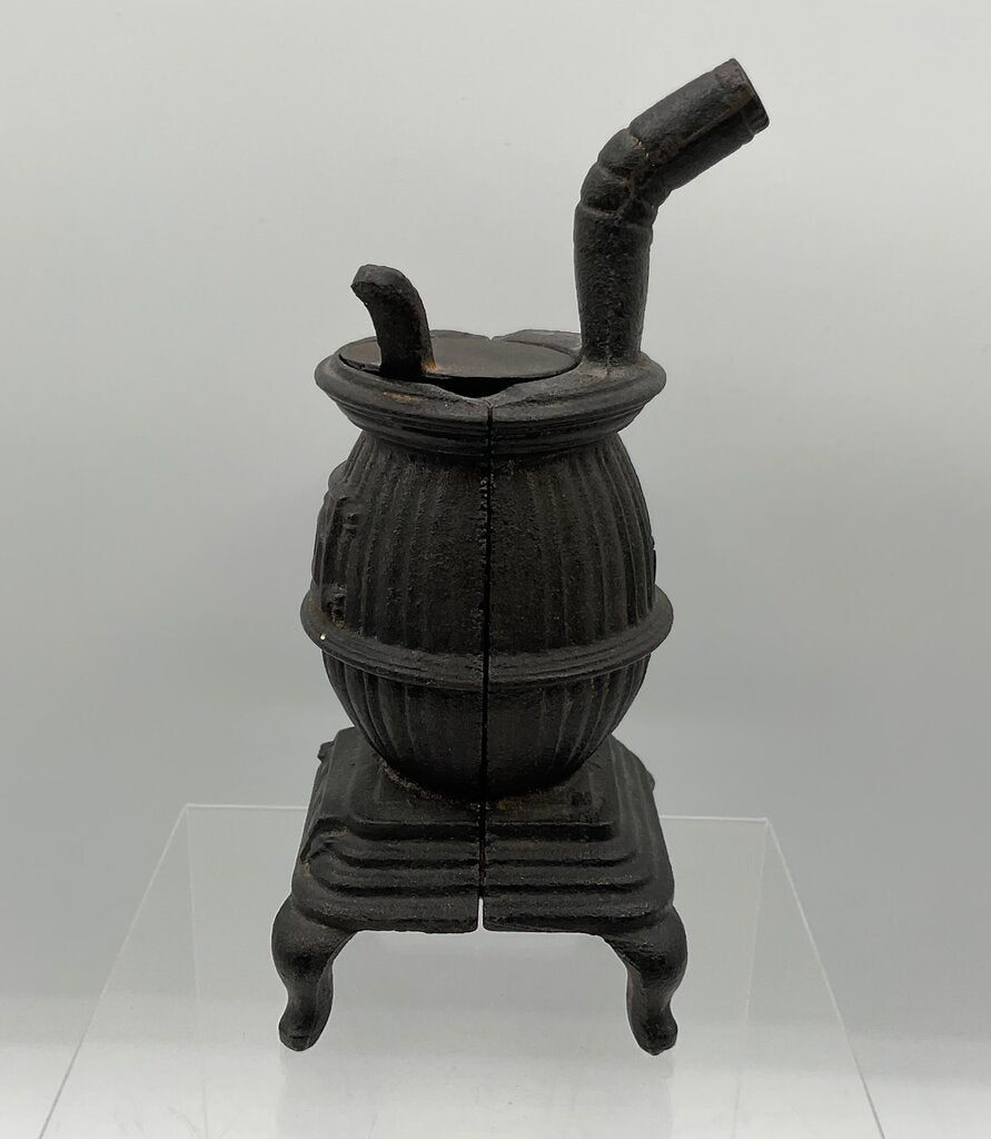 Antique Miniature Cast Iron Potbelly Stove 6” Tall /s