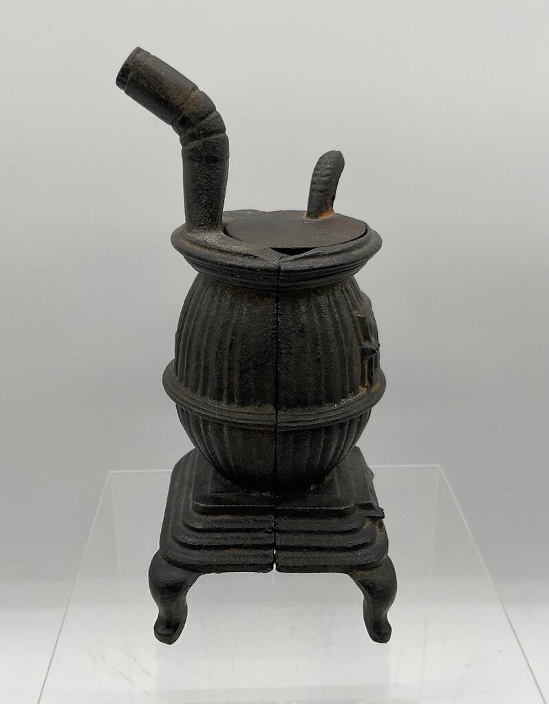 Antique Miniature Cast Iron Potbelly Stove 6” Tall /s
