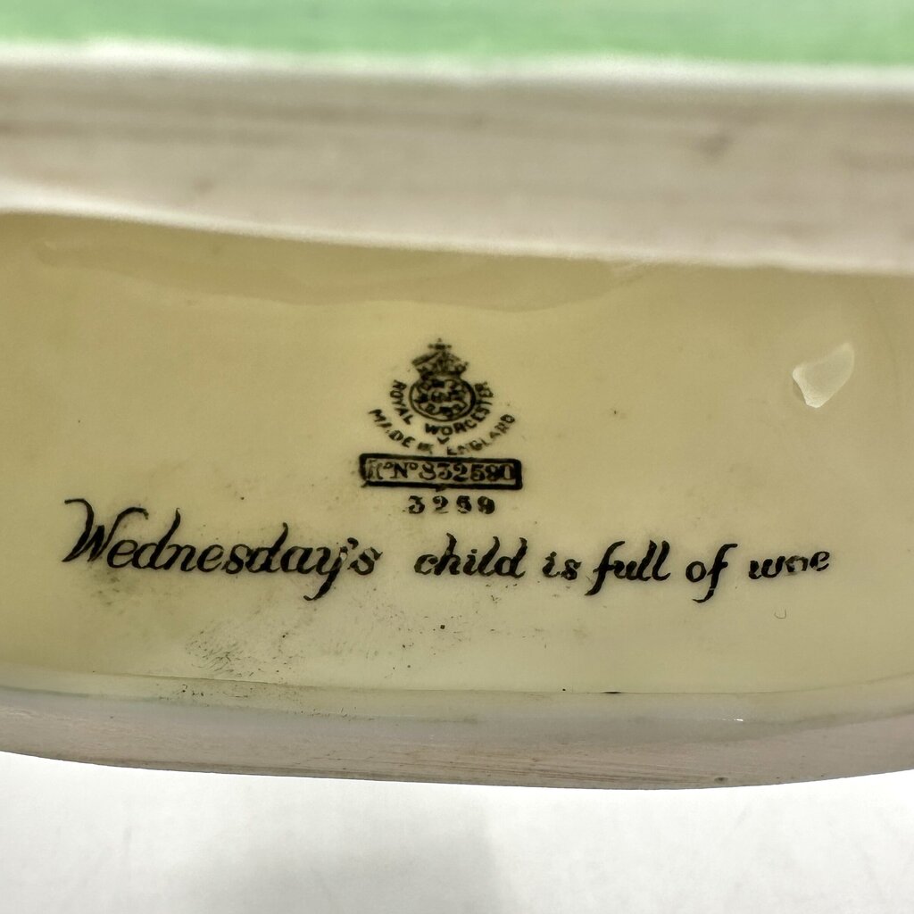Vintage Royal Worcester Porcelain Figurine Wednesday’s Child Is Full Of Woe #3259 Made In England /cb