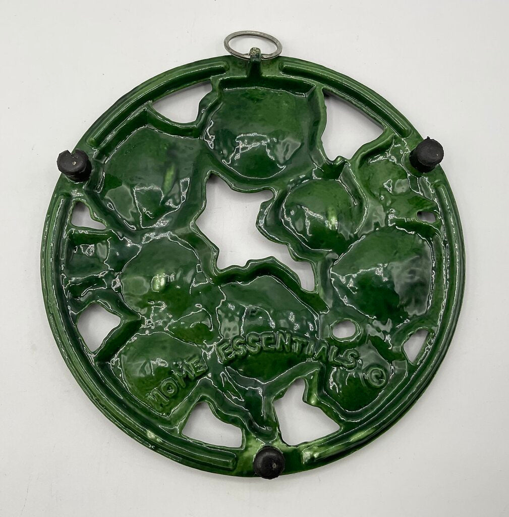 Vintage Home Essentials Green Floral Enameled Cast Iron Trivet 8” /s