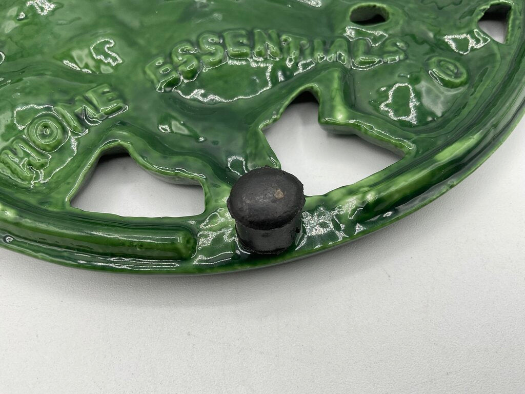 Vintage Home Essentials Green Floral Enameled Cast Iron Trivet 8” /s