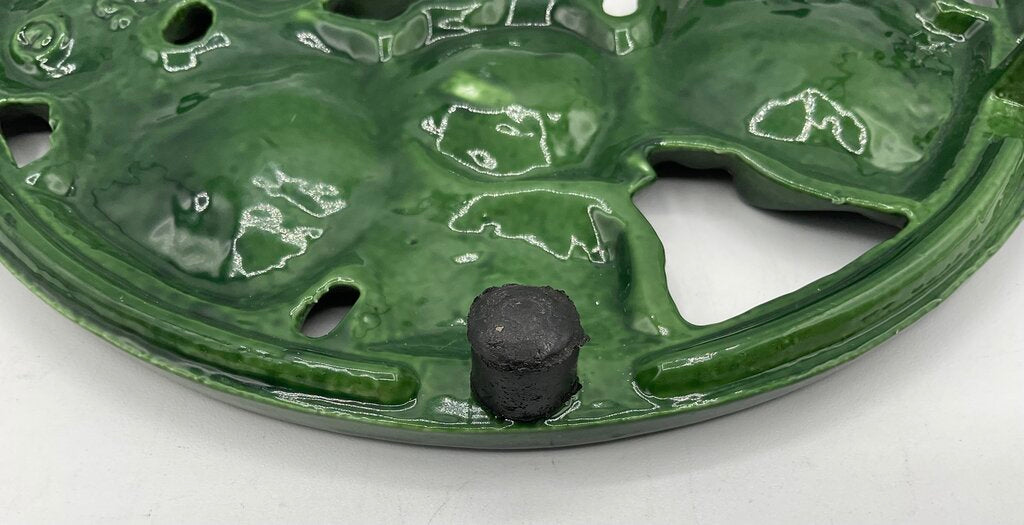 Vintage Home Essentials Green Floral Enameled Cast Iron Trivet 8” /s