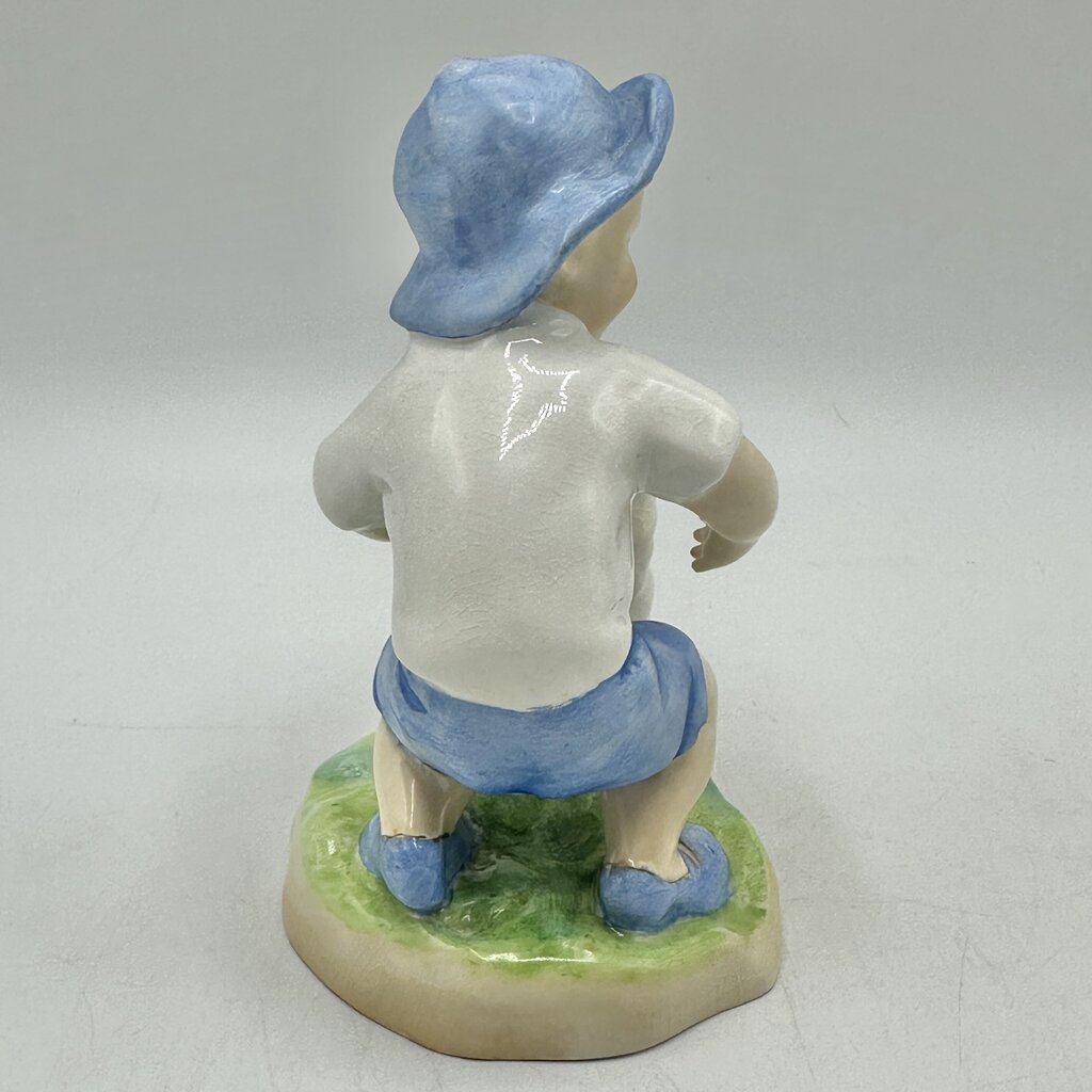 Vintage Royal Worcester Porcelain Figurine “September” Boy w/Cat #3457 Made In England /cb