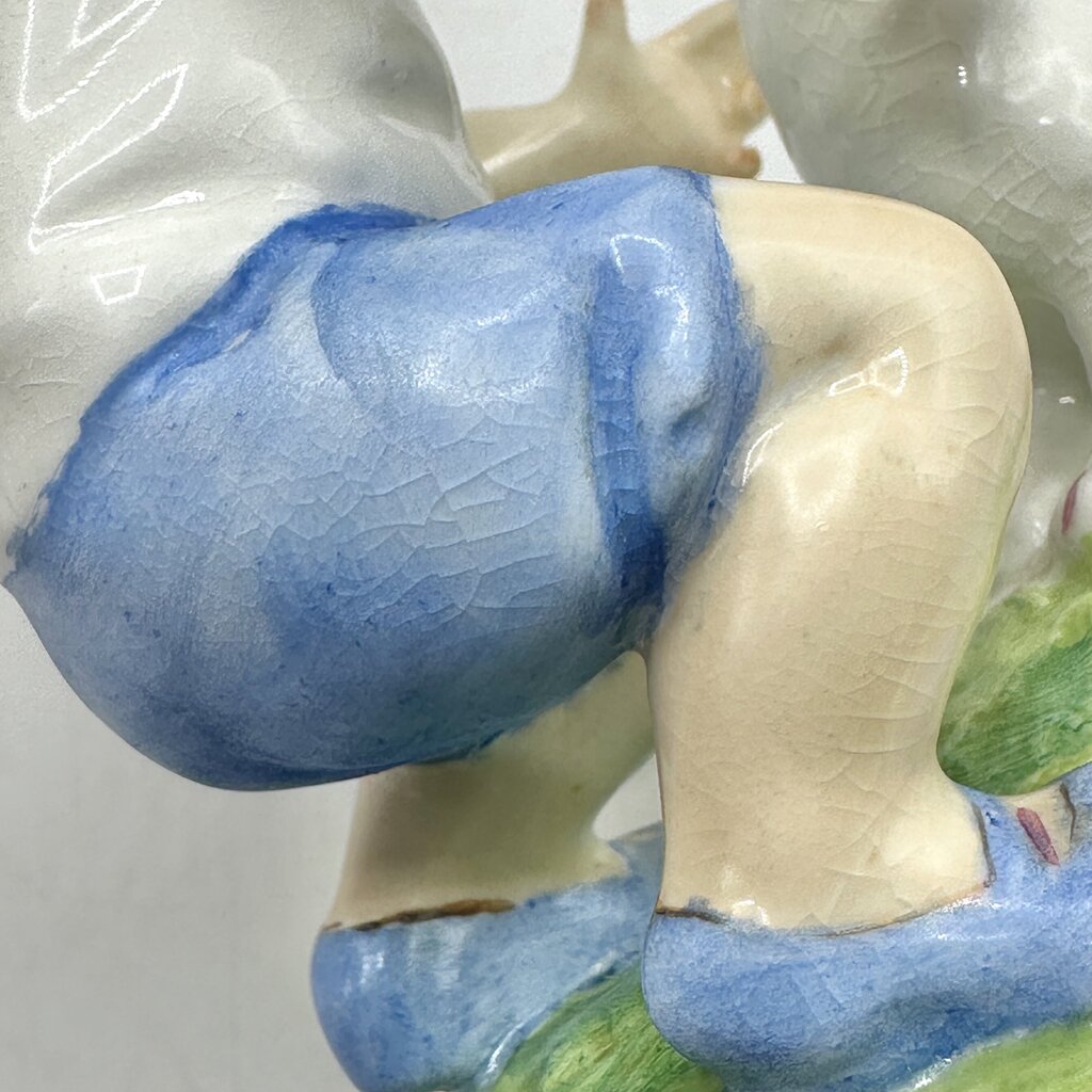 Vintage Royal Worcester Porcelain Figurine “September” Boy w/Cat #3457 Made In England /cb