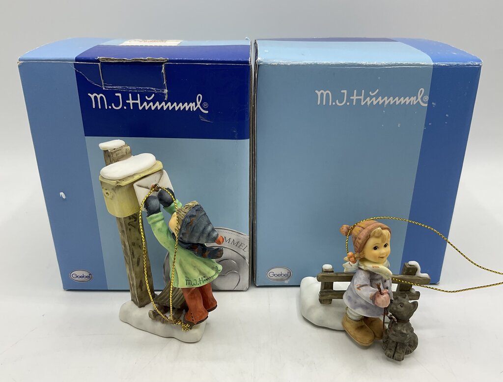 Lot of 2 German M.J. Hummel Ornaments “Letter to Santa” (935471) & “Starlight Starbright” (935255) In Original Boxes 3.5” /s