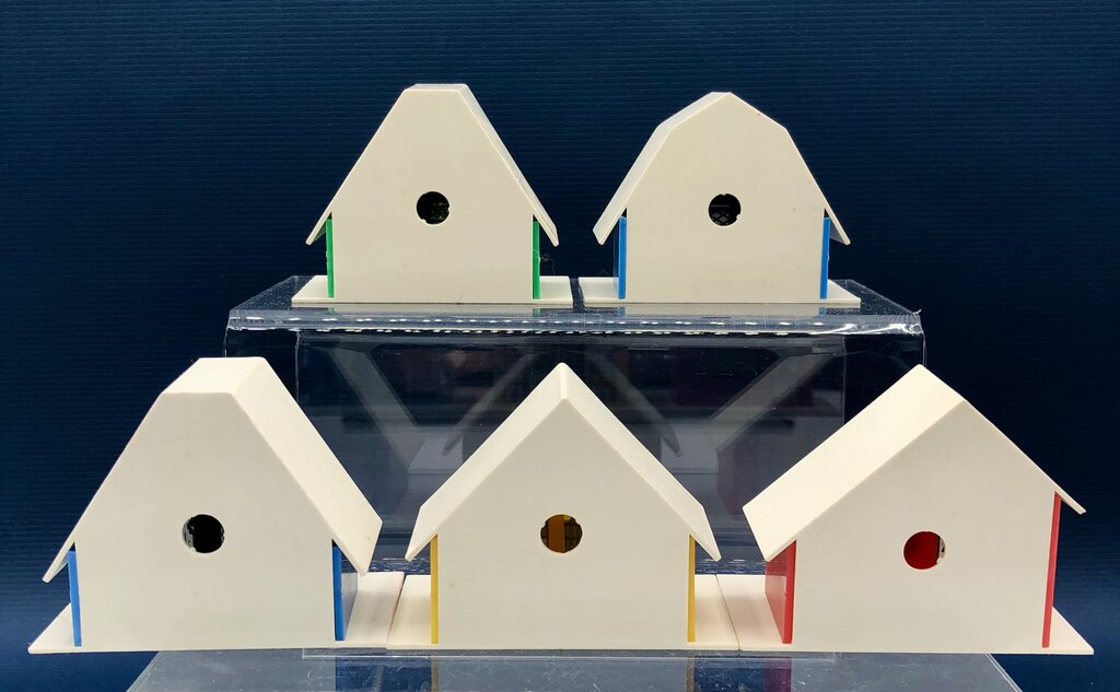 5 Vintage 1960’s Christmas Putz Illuminated Swiss Village Houses /b