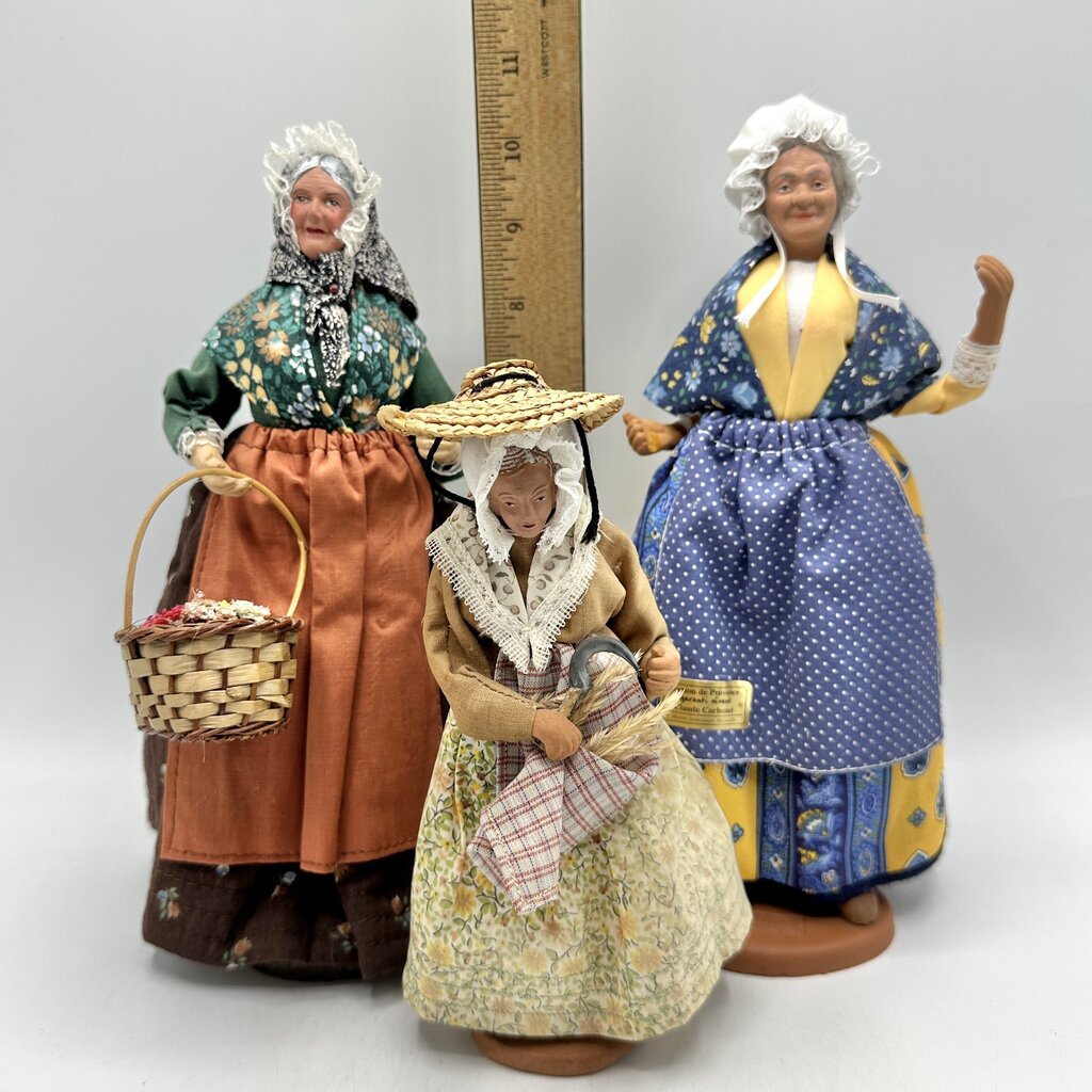 Set of 3 Vintage Santon De Provence Terracotta Clay Figurines French Folk Art /cb