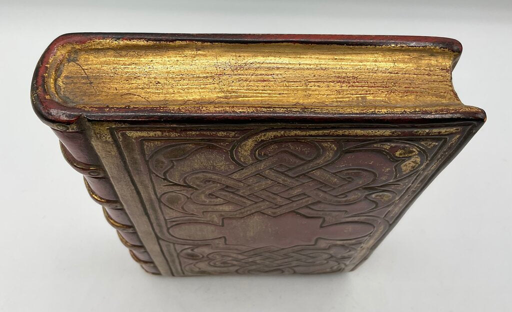 Pair of 2 Vintage Borghese Plaster Gilded Book Bookends 7.5” Tall /s