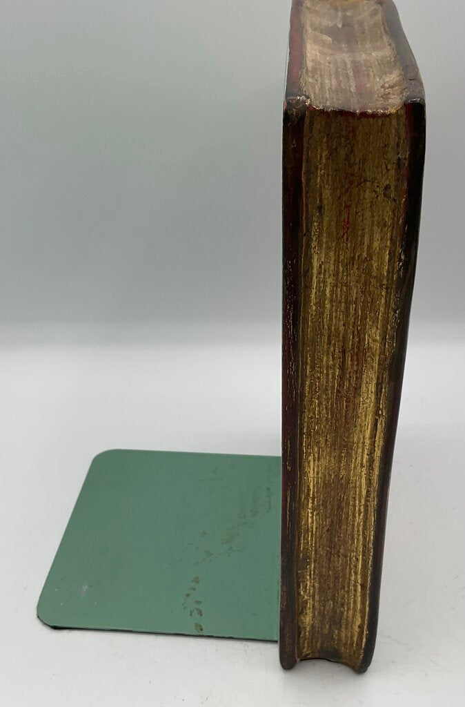 Pair of 2 Vintage Borghese Plaster Gilded Book Bookends 7.5” Tall /s
