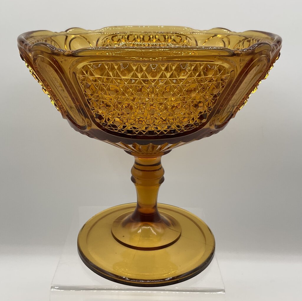 Vintage Amber Glass 7” Footed Compote/Candy Dish /s