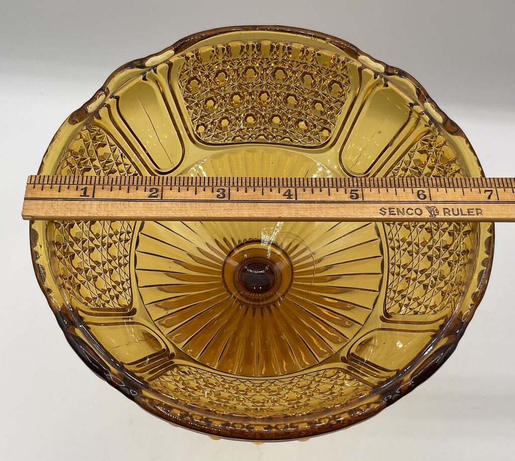 Vintage Amber Glass 7” Footed Compote/Candy Dish /s