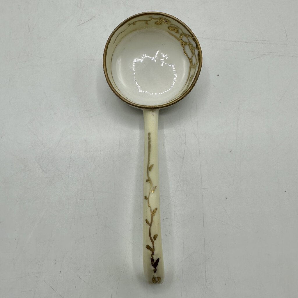 Antique Hand Painted Nippon Whipped Cream Bowl w/Ladle /cb