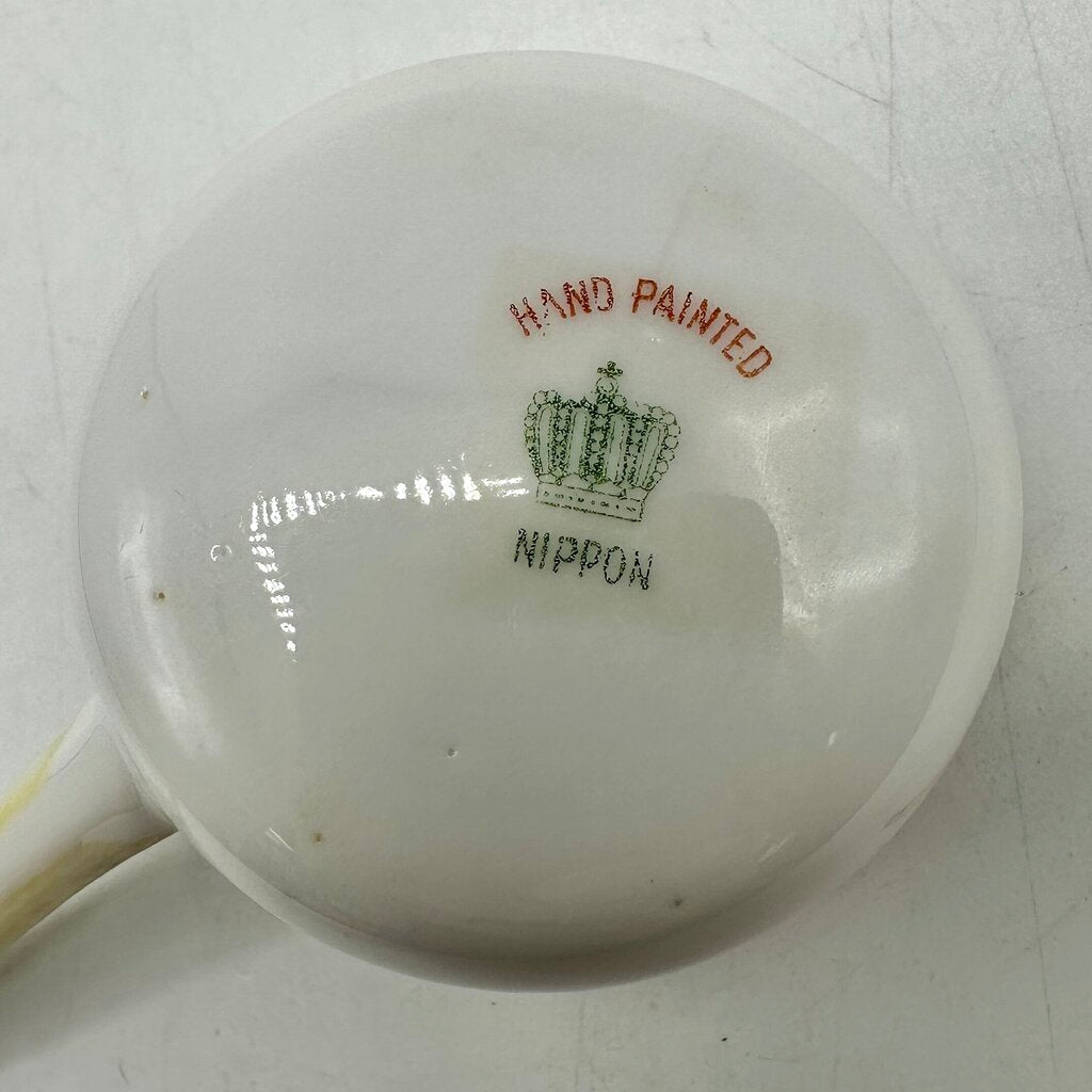 Antique Hand Painted Nippon Whipped Cream Bowl w/Ladle /cb