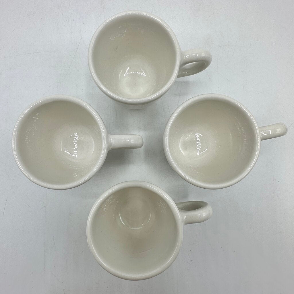 Four Vintage Buffalo China Restaurantware Demitasse & Saucer Sets White Scalloped Rim /cb
