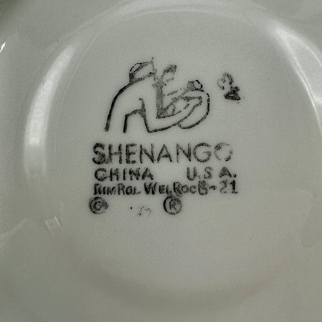 Vintage Shenango Restaurantware 3 Rim Dessert Bowls & 3 Bread Plates/Saucers Blue and White Florals /cb