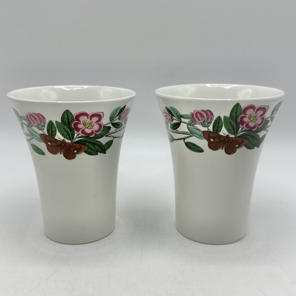 Set of 2 Portmeirion Botanic Garden Rhododendron Porcelain Bathroom Tumblers /cb