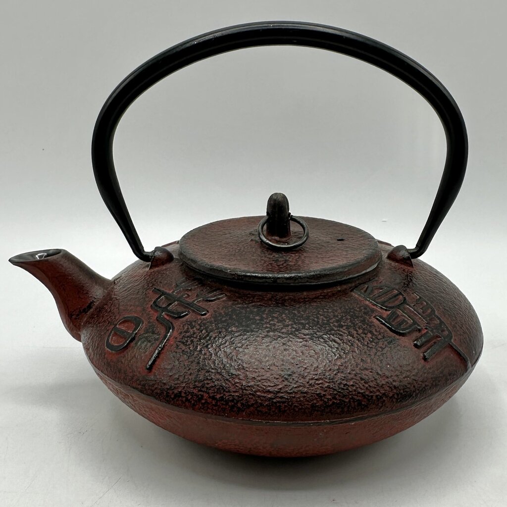 Japanese Cast Iron Tetsubin Teapot Enamel Lined w/Stainless Steel Infuser Red/Black /cb