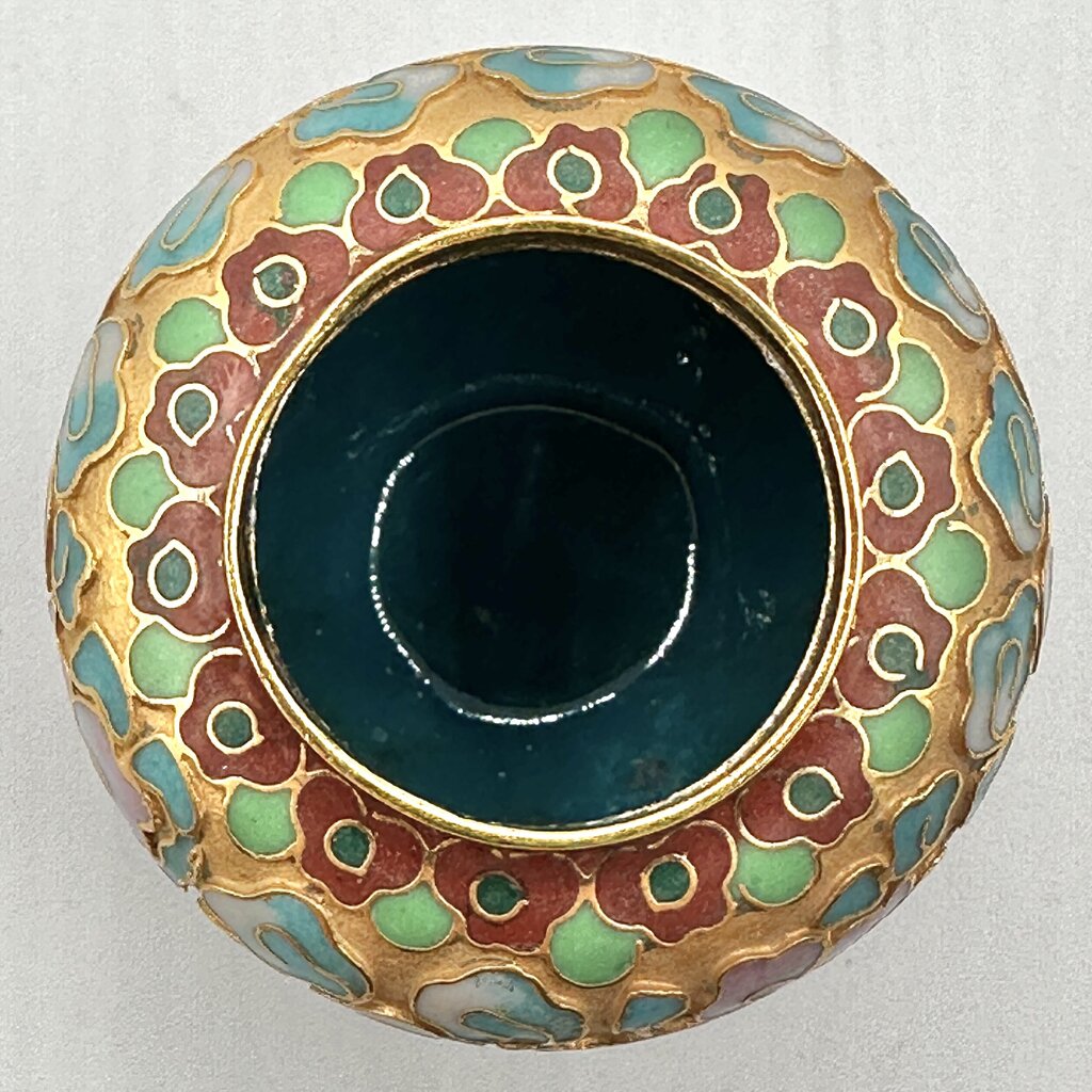 Vintage Miniature 2 1/2 Inch Chinese Floral Cloisonne Ginger Jar /cb