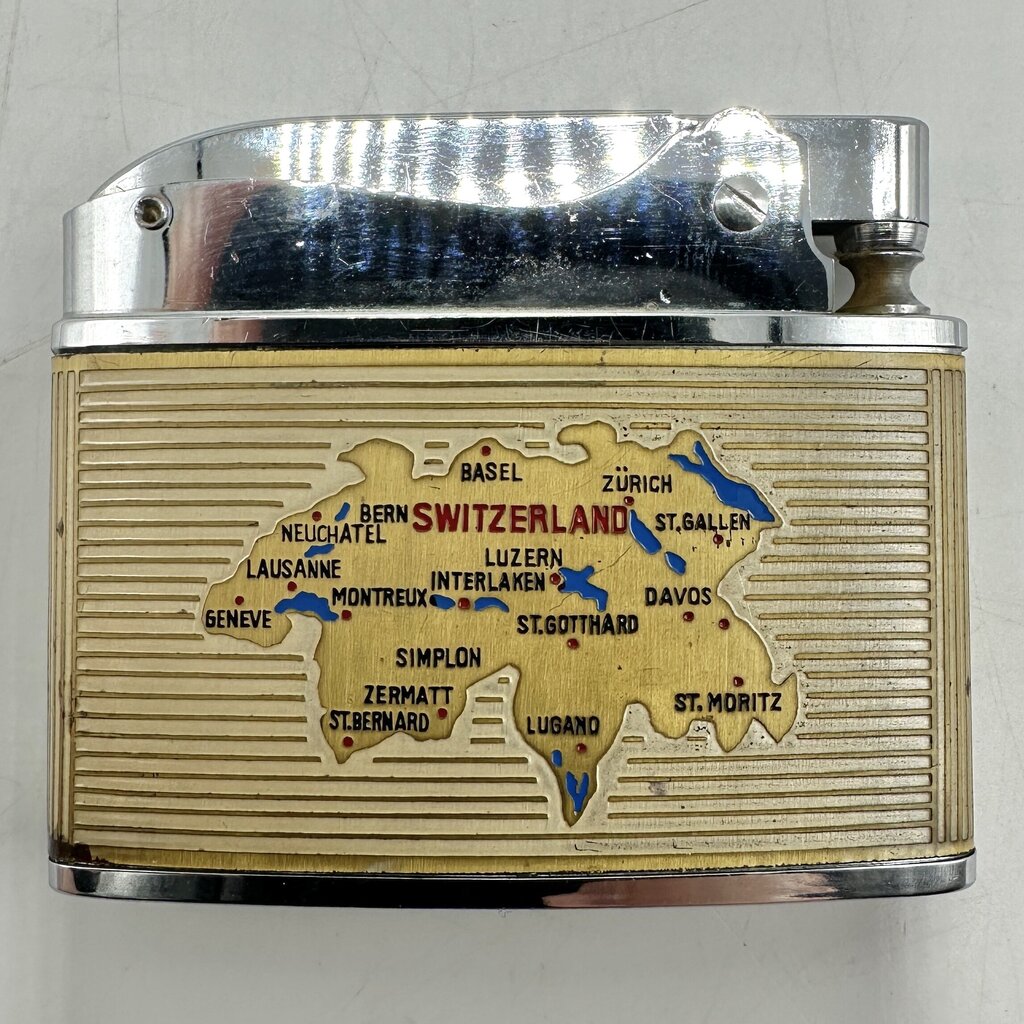 Vintage Brother-Lite Switzerland Souvenir Automatic Super Lighter Swiss Alps Enamel Art /cb