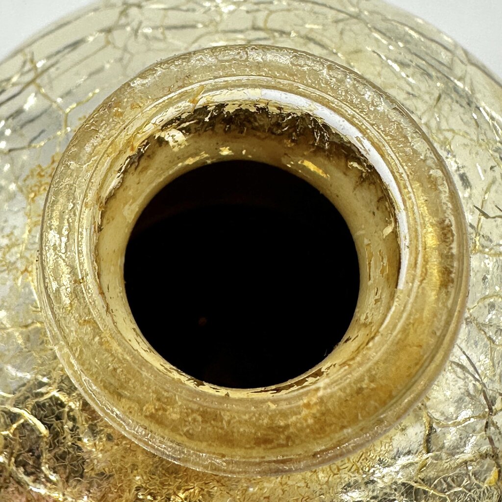 Vintage DeVilbiss Gold Crackle Glass Perfume Bottle Atomizer /cb
