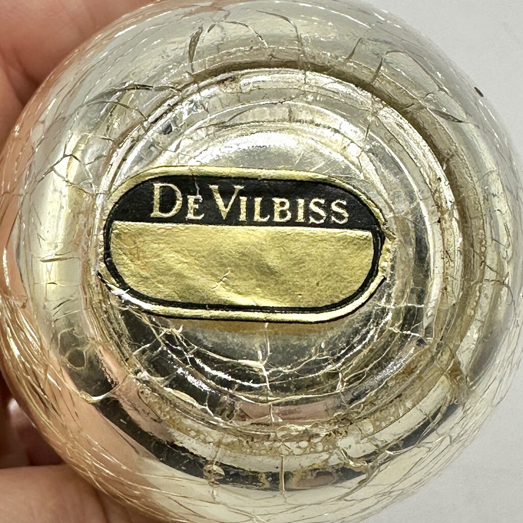 Vintage DeVilbiss Gold Crackle Glass Perfume Bottle Atomizer /cb