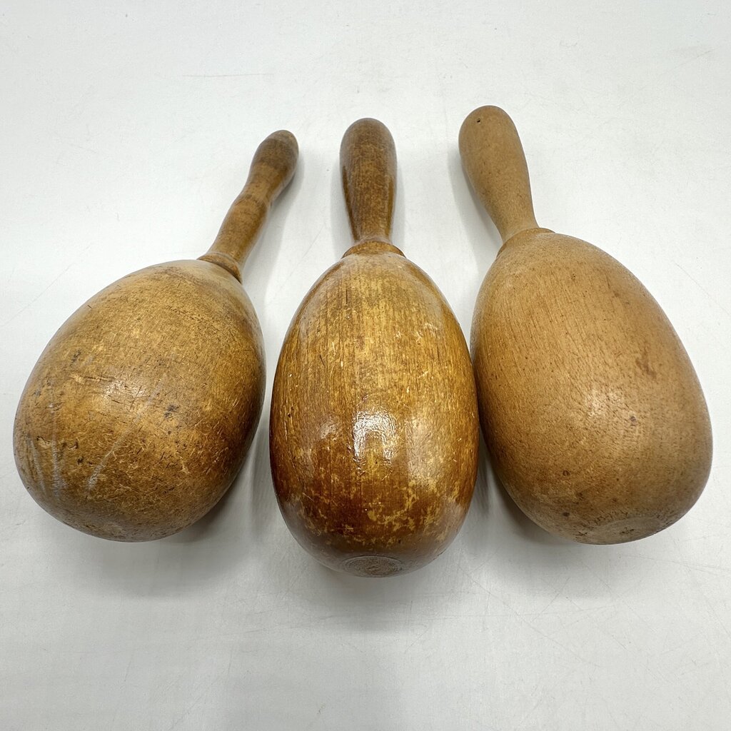 Vintage Set of 3 Wooden Darning Eggs-Wooden Sock and Clothing Repair Tools-Folk Art /cb