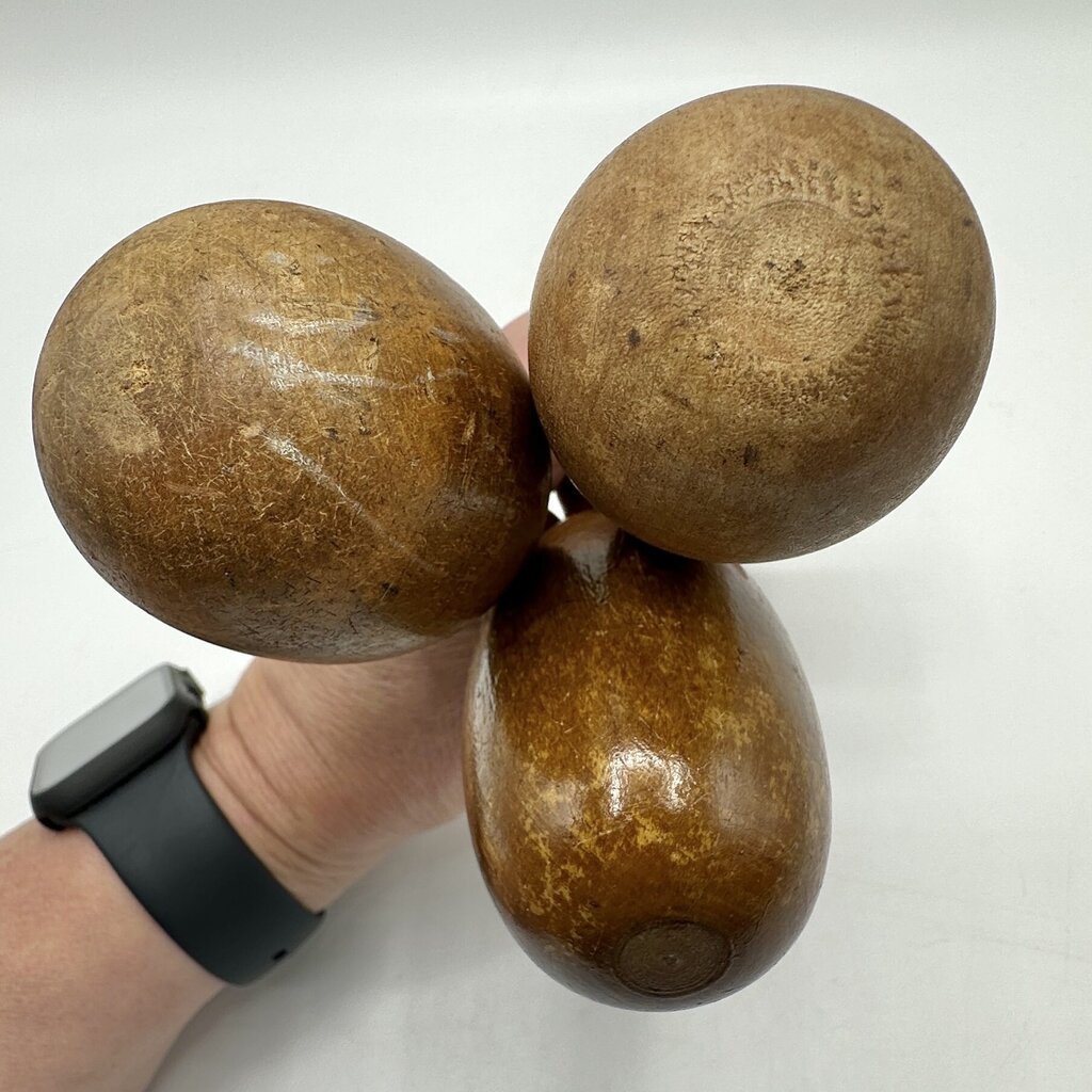 Vintage Set of 3 Wooden Darning Eggs-Wooden Sock and Clothing Repair Tools-Folk Art /cb