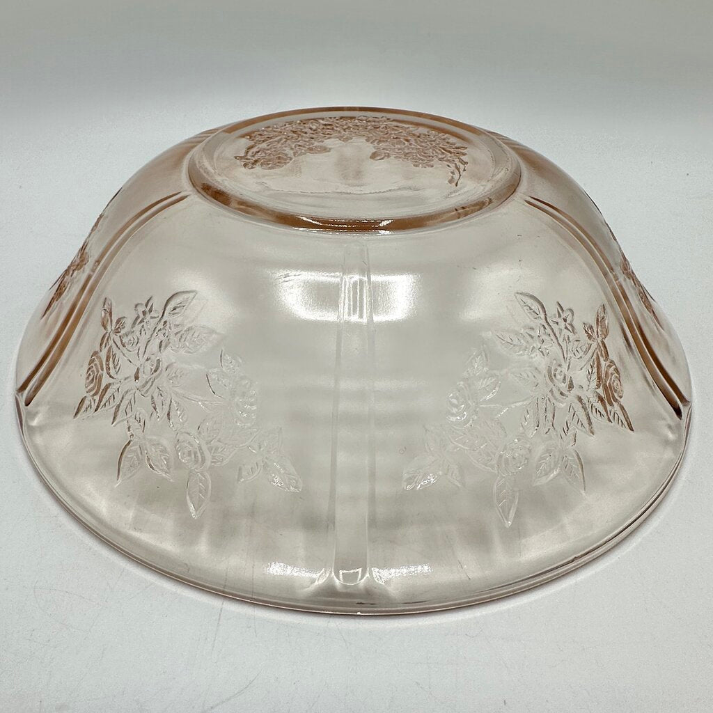 Vintage Federal Glass Sharon Cabbage Rose 8” Pink Depression Glass Bowl /cb