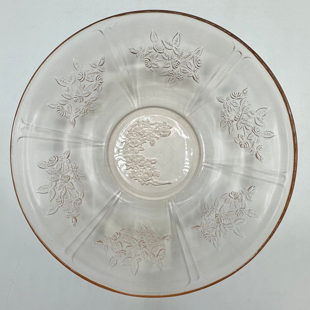 Vintage Federal Glass Sharon Cabbage Rose 8” Pink Depression Glass Bowl /cb