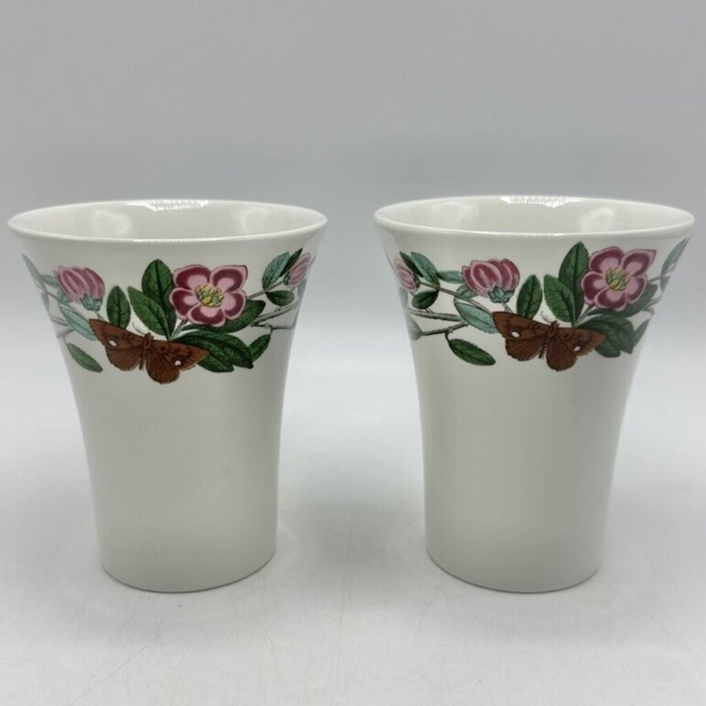 Set of 2 Portmeirion Botanic Garden Rhododendron Porcelain Bathroom Tumblers /cb