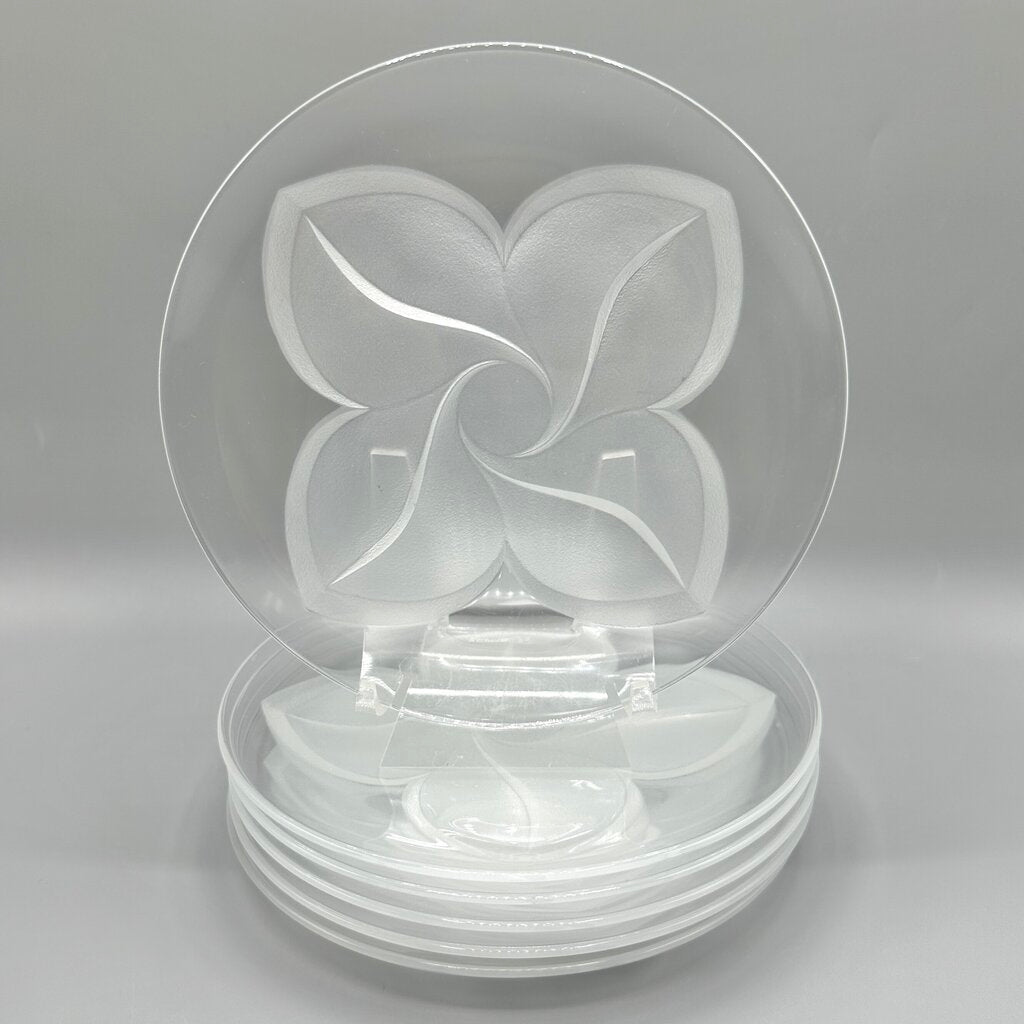 Set Of 6 Cristal J.G. Durand Florence Satine Crystal 7 1/2” Salad/Dessert Plates In Box /cb