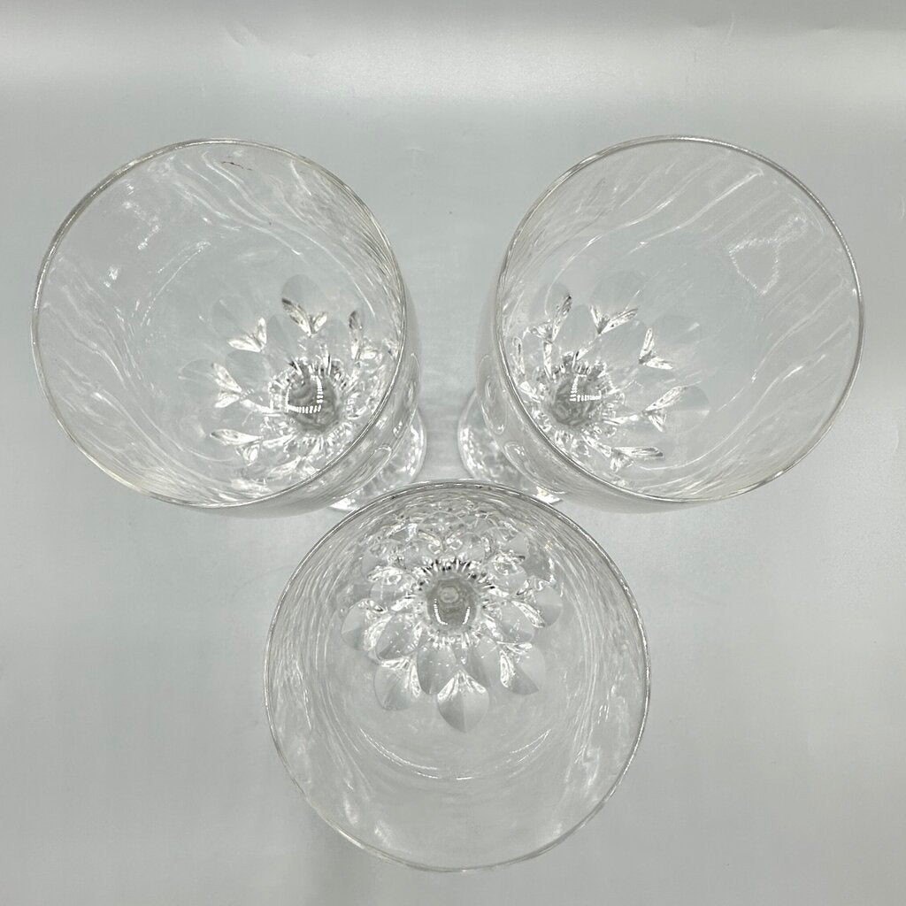 Set Of 3 Gorham Crystal Diamond Clear 7 5/8” Wine Glasses Made In Germany /cb