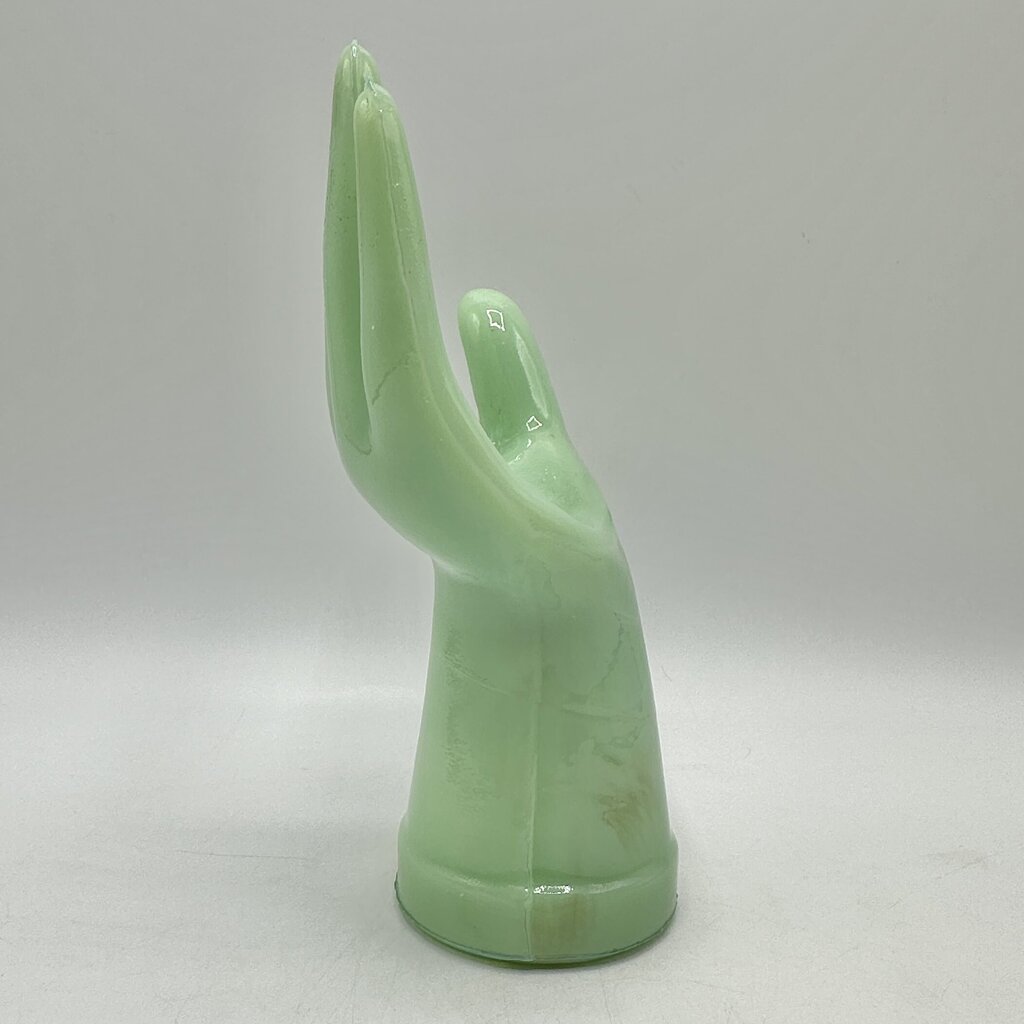 Vintage Jadeite Hand Shaped Ring Jewelry Holder 8 Inches /cb
